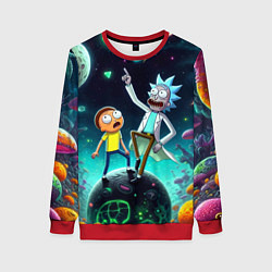Свитшот женский Рик и Морти на планете сказочных грибов, цвет: 3D-красный