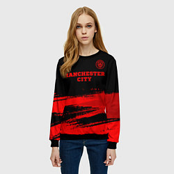 Свитшот женский Manchester City - red gradient посередине, цвет: 3D-черный — фото 2
