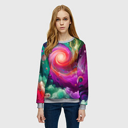 Свитшот женский Космическая неоновая фантазия - нейроарт, цвет: 3D-меланж — фото 2