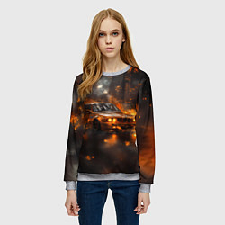 Свитшот женский БМВ в огне, цвет: 3D-меланж — фото 2