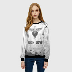 Свитшот женский Bon Jovi - white gradient, цвет: 3D-черный — фото 2