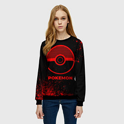 Свитшот женский Pokemon - red gradient, цвет: 3D-черный — фото 2