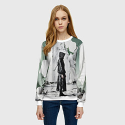 Свитшот женский Человек в капюшоне, цвет: 3D-белый — фото 2