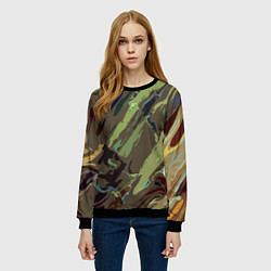 Свитшот женский Абстракция тон хаки, цвет: 3D-черный — фото 2