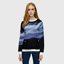 Свитшот женский Синяя волна в космосе - текстура, цвет: 3D-белый — фото 2
