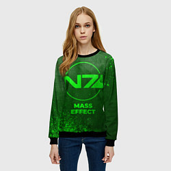 Свитшот женский Mass Effect - green gradient, цвет: 3D-черный — фото 2