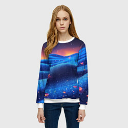 Свитшот женский Синяя дюна - текстура, цвет: 3D-белый — фото 2