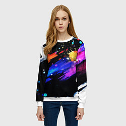 Свитшот женский Разноцветные блестящие кляксы - текстура, цвет: 3D-белый — фото 2