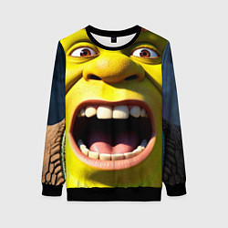 Свитшот женский Шрек орет, цвет: 3D-черный