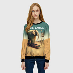 Свитшот женский Слон кактус - брейнрот мем, цвет: 3D-черный — фото 2