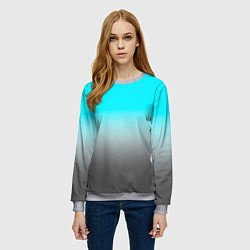 Свитшот женский Серо-голубой светлый градиент, цвет: 3D-меланж — фото 2