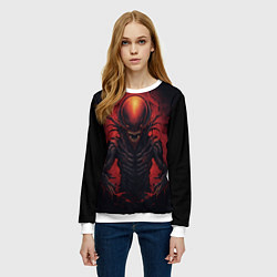 Свитшот женский Злой инопланетянин из портала, цвет: 3D-белый — фото 2