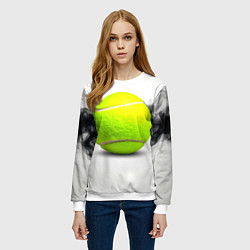 Свитшот женский Теннисный мяч и черный дым, цвет: 3D-белый — фото 2