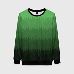 Свитшот женский Зеленый градиент текстурные полосы, цвет: 3D-черный
