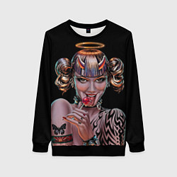 Свитшот женский Crazy town - butterfly, цвет: 3D-черный
