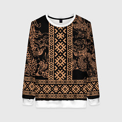 Женский свитшот Золотой дракон с узорами славянскими