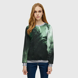 Свитшот женский Зеленый скелет космонавта, цвет: 3D-меланж — фото 2