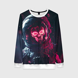 Свитшот женский Красный череп в скафандре космонавта, цвет: 3D-белый