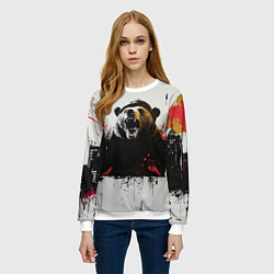 Свитшот женский Медведь и брызги краски, цвет: 3D-белый — фото 2