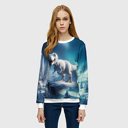 Свитшот женский Снежный динозавр - история вымирания, цвет: 3D-белый — фото 2