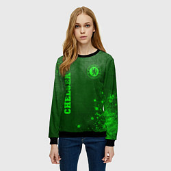 Свитшот женский Chelsea - green gradient вертикально, цвет: 3D-черный — фото 2