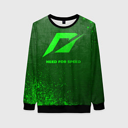 Свитшот женский Need for Speed - green gradient, цвет: 3D-черный