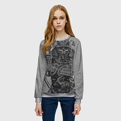 Свитшот женский Мертвый самурай призрак, цвет: 3D-меланж — фото 2
