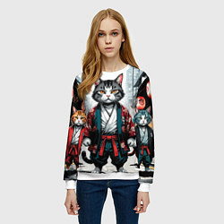 Свитшот женский Коты якудза, цвет: 3D-белый — фото 2