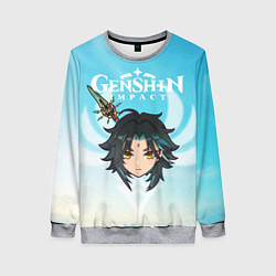 Свитшот женский Genshin Impact - персонаж Сяо, цвет: 3D-меланж