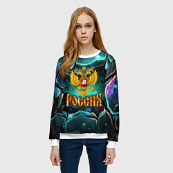 Свитшот женский Россия - объемные плиты, цвет: 3D-белый — фото 2