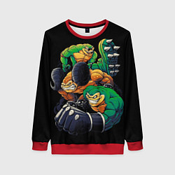 Свитшот женский Battletoads trio, цвет: 3D-красный