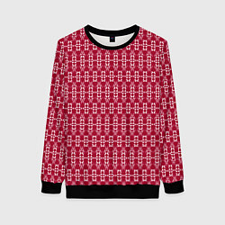 Свитшот женский Красно белый геометрический узор ретро, цвет: 3D-черный