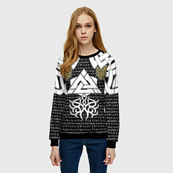 Свитшот женский Узор рун и символов, цвет: 3D-черный — фото 2