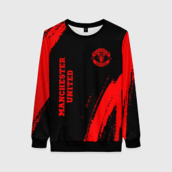 Свитшот женский Manchester United - red gradient вертикально, цвет: 3D-черный