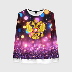 Женский свитшот Герб России на фоне бокке