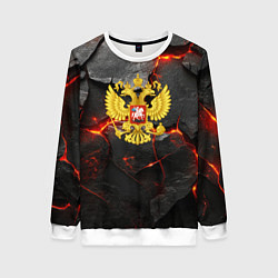 Женский свитшот Герб России на фоне объемных плит