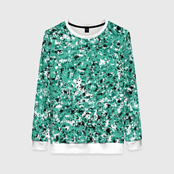 Свитшот женский Бирюзовый с чёрно-белыми пятнами, цвет: 3D-белый