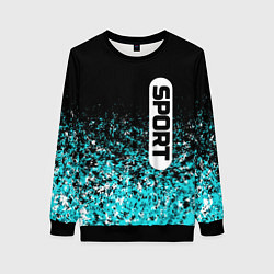 Женский свитшот Sport чёрно-голубой пятнистый
