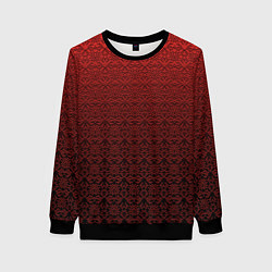 Женский свитшот Тёмно-красный цветочный орнамент градиент