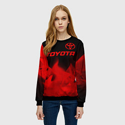 Свитшот женский Toyota - red gradient посередине, цвет: 3D-черный — фото 2