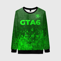 Свитшот женский GTA6 - green gradient посередине, цвет: 3D-черный