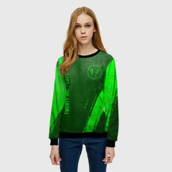 Свитшот женский Twenty One Pilots - green gradient вертикально, цвет: 3D-черный — фото 2