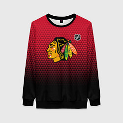 Свитшот женский Чикаго Блэкхокс - геометрический градиент, цвет: 3D-черный