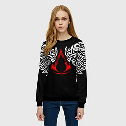Свитшот женский Силуэт ворона - Aссасинс Крид, цвет: 3D-черный — фото 2