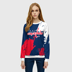 Свитшот женский Вашингтон Кэпиталз - брызги красок, цвет: 3D-белый — фото 2