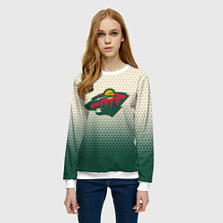 Свитшот женский Миннесота Уайлд - геометрический градиент, цвет: 3D-белый — фото 2