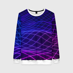 Свитшот женский Абстрактные волны из сот, цвет: 3D-белый