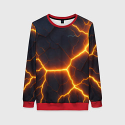 Свитшот женский Молнии и черные объемные плиты, цвет: 3D-красный
