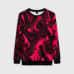 Свитшот женский Чёрно-розовый абстрактные линии, цвет: 3D-черный