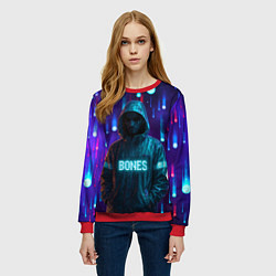 Свитшот женский Bones в стиле киберпанк, цвет: 3D-красный — фото 2